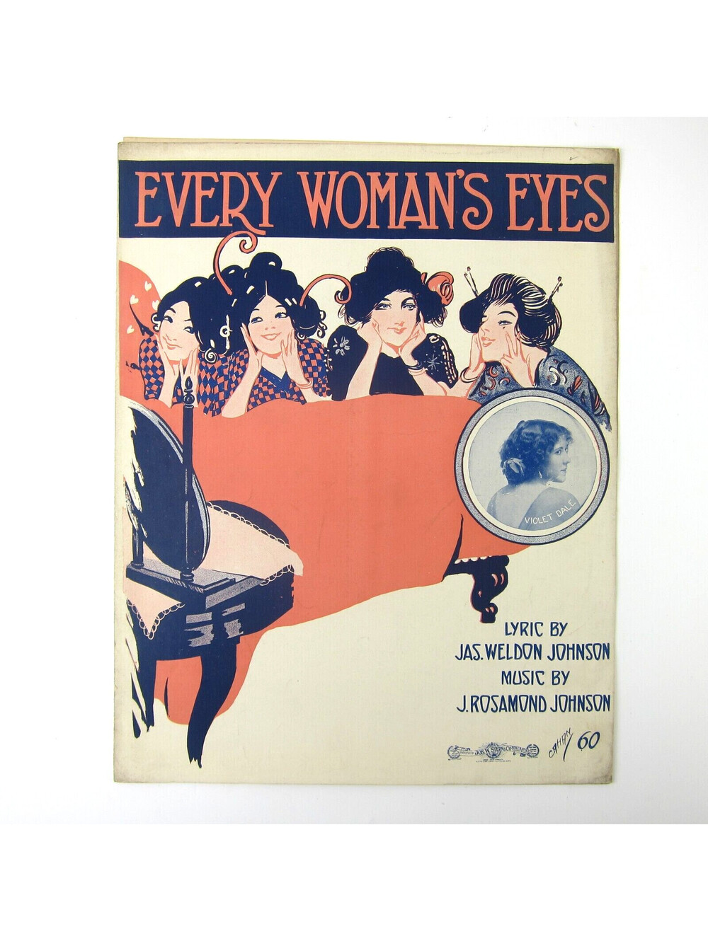Black Poet JAMES WELDON JOHNSON Sheet Music Every Woman's Eyes 1912 Antique RARE